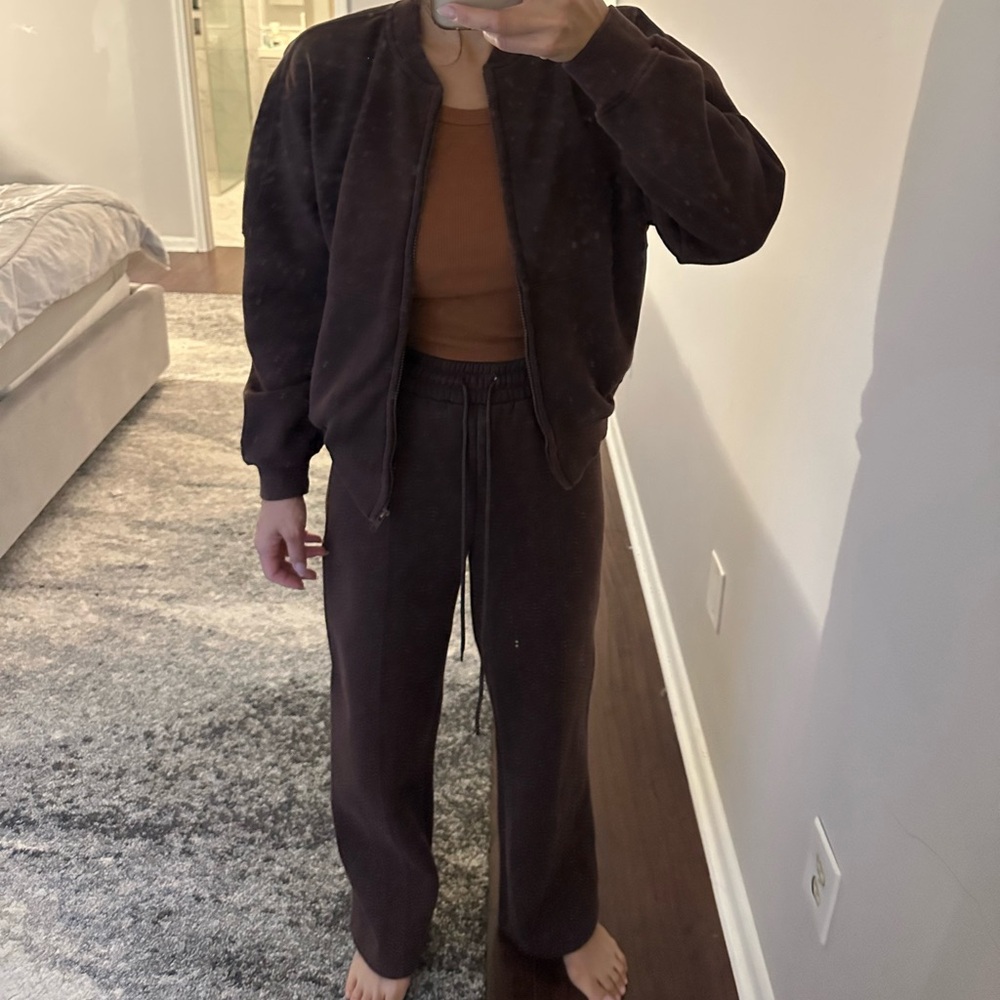 Brown Bomber Jacket and Joggers Set